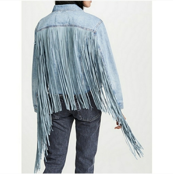 Levi's Ex Boyfriend Fringe  Denim Jacket - Picture 3 of 7